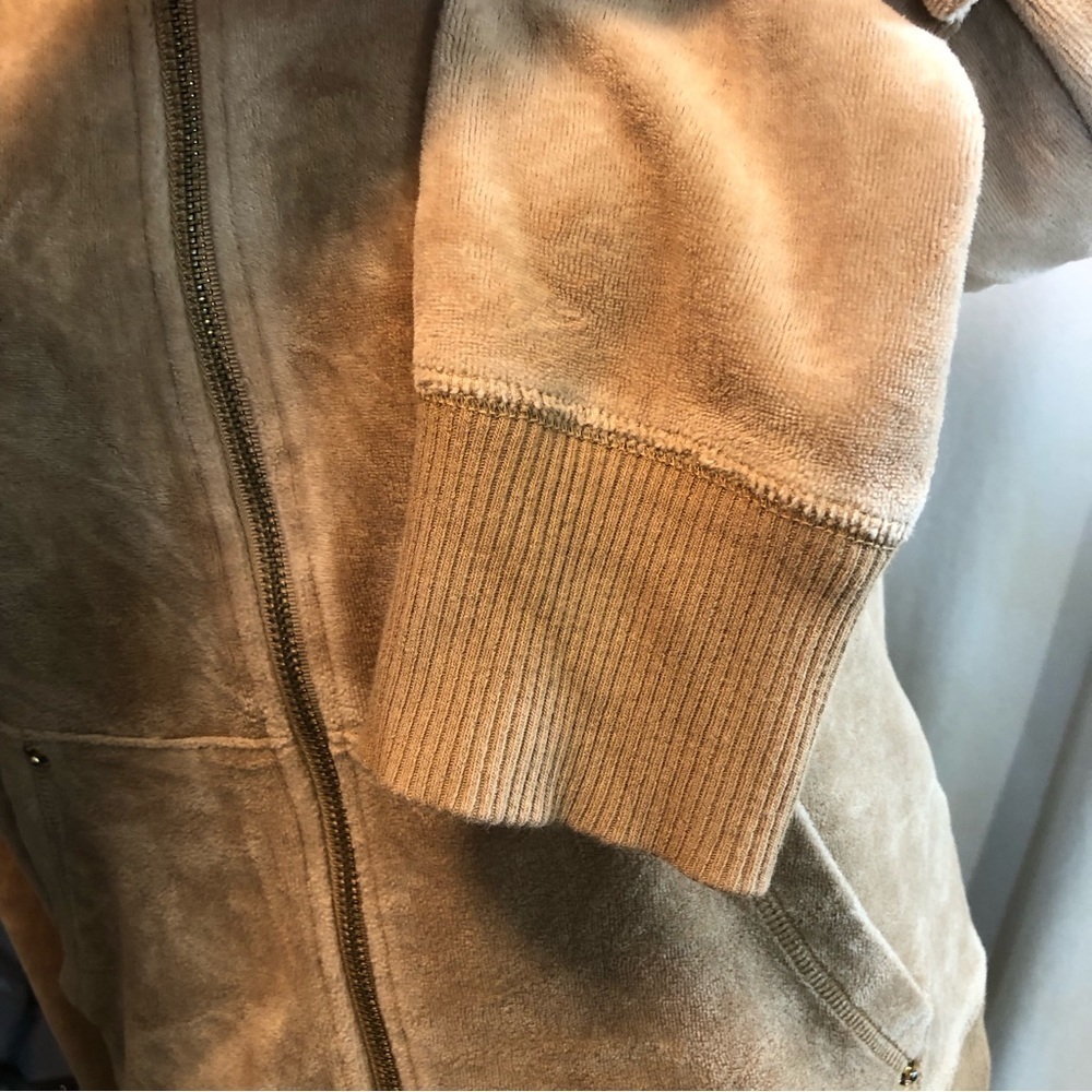 Michael Kors Vintage Light Brown Velour Zip Up Jacket with pockets Size Medium - Picture 11 of 14